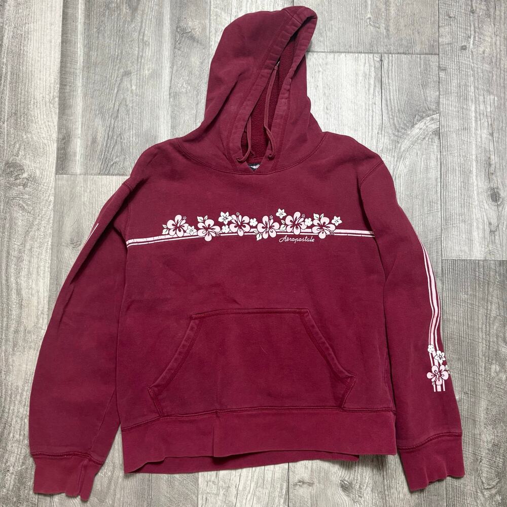 Vintage 2000’s Aeropostale Hibiscus Print Women’s Hooded Sweatshirt size large